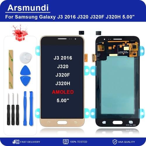 100% Tested AMOLED LCD Replacement For Samsung Galaxy J3 2016 J320 J320F J320H LCD Display Touch Screen Digitizer Assembly