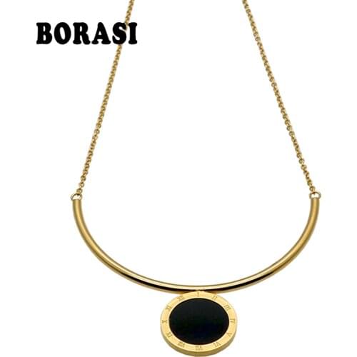 2017 Hot Gold Color Roman Numerals Necklace For Woman U Shape Pendant Necklaces Stainless Steel Chain Necklaces Brand Jewelry