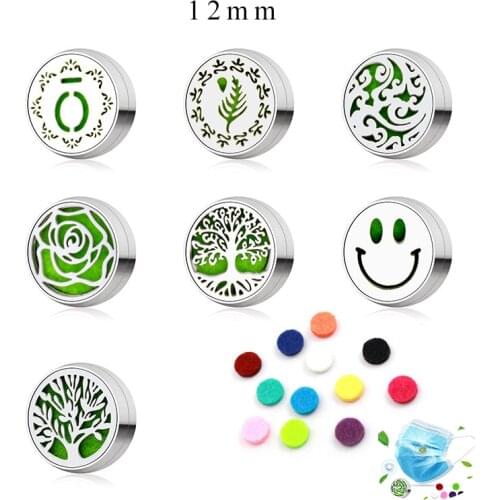 2021 Tree of Life New Essential Oil Diffuser Brooch Aromatherapy Locket Jewelry Screw Stainless Steel Magnetic Buckle Face Clip