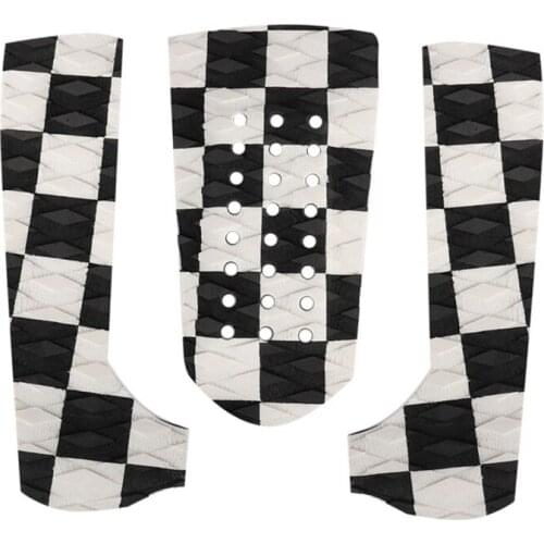 3Pcs Anti-Slip Surfboard EVA Heel Pad Black White Grid Traction Pads Adhesive Non-Slip Mat Accessories