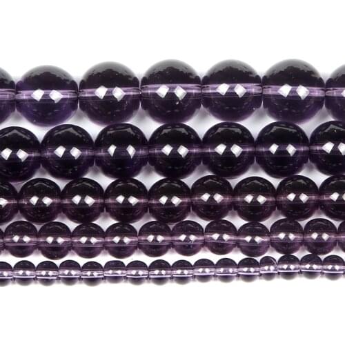 4-12mm Natural Stone Beads Round Smooth Loose Purple Glass Stone Beads For Jewelry Making DIY Charm Bracelet Necklace Handmade