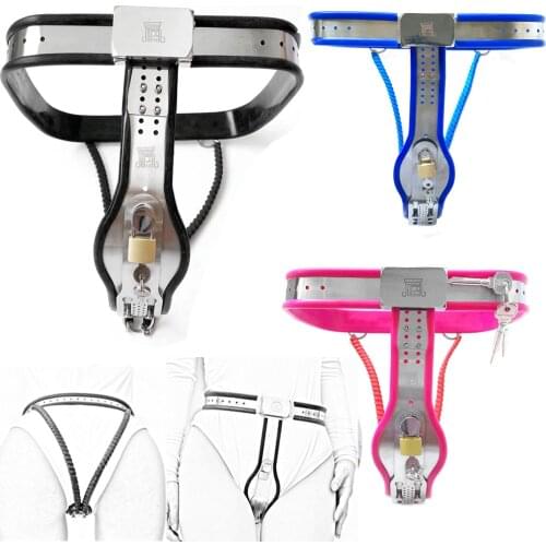 4 Color Female Chastity Belt Panties BDSM Bondage Metal Stainless Steel Strap-on Chastity Lock Device Sex Toys for Women Couples