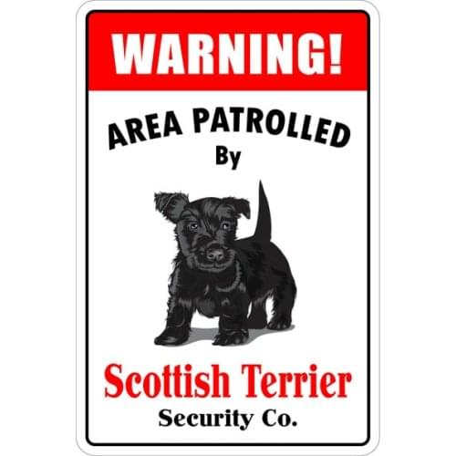 *Aluminum* Warning Area Patrolled By Scottish Terrier 8"X12" Metal Novelty Sign Metal Painting Metal Poster Metal Plaque 20x30cm