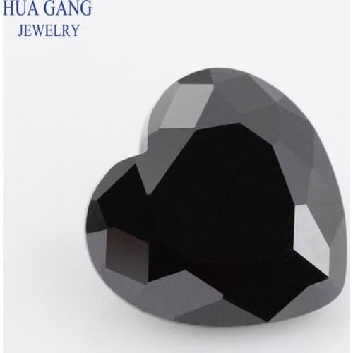 5A Black Heart Shape Cubic Zirconia Brilliant Cut Loose CZ Stone Synthetic Gems Beads For Jewelry Size 2x2-16x16mm Free Shipping