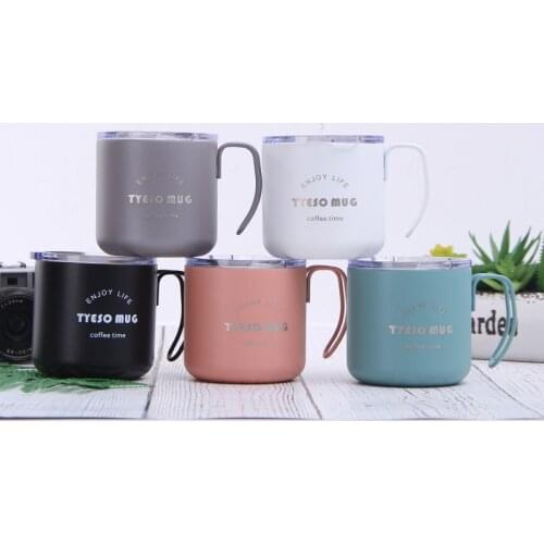 Stainless Steel Vacuum Coffee Cup with Lid Vacuum Insulation Cup cai se dai Handle Cup Office Cup Cross-Border Supply New Style