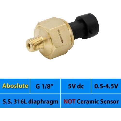 2bar, 3.5 bar, 5 bar abs, 100, 400kpa, 5Vdc supply, 10 bar, 1.6 mpa absolute pressure sensor transducer, 0.5 4.5V signal, IP 65