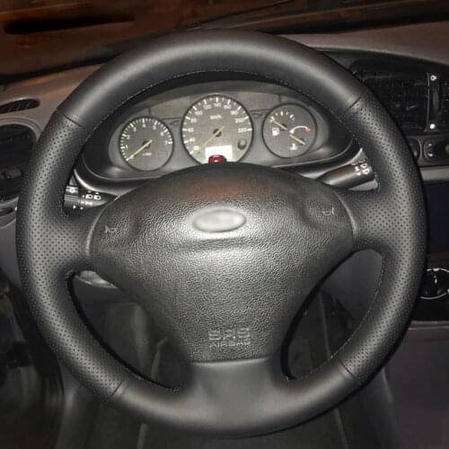 For Ford Fiesta 4 Mk4 1996-2008 Old Fiesta Hand-stitched Black Leather Steering Wheel Cover Automotive interior car accessories