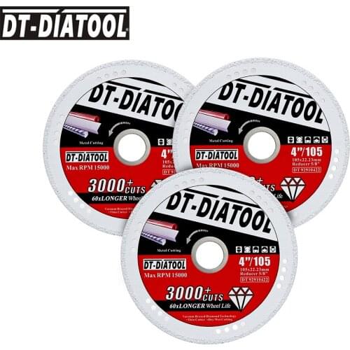 DT-DIATOOL 3pcs Diamond Metal Saw Blade for Steel Tube Iron Rebar Angle Steel Diamond Cut-off Blade Dia 4inch/105mm