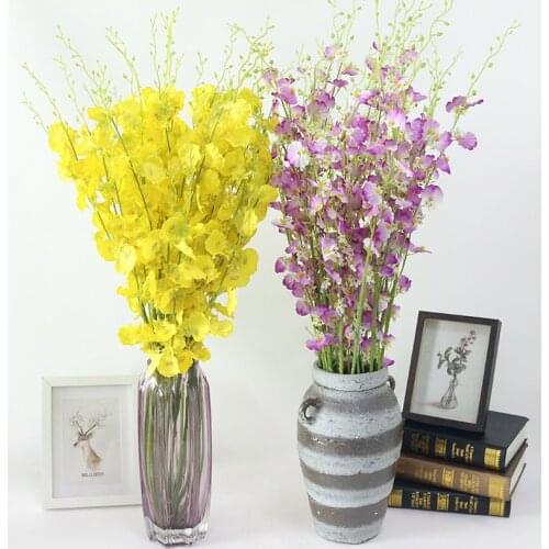 HVAYI European Rural yellow artificial Dance orchid silk flower fake decoration flower for wedding party home decor big size
