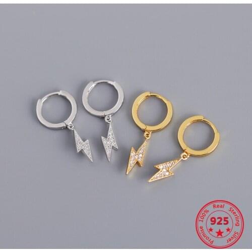 European And American Hot Sale Pure 925 Silver Earrings Inlaid With Zircon Small Lightning Shape Eardrop Exquisite Womens Gifts