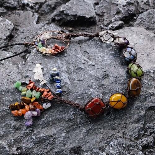 Handmade Crystal Tree of Life Window Car Hanging Pendant 7 Chakra Home Feng Shui Ornament Meditation Tumbled Stones
