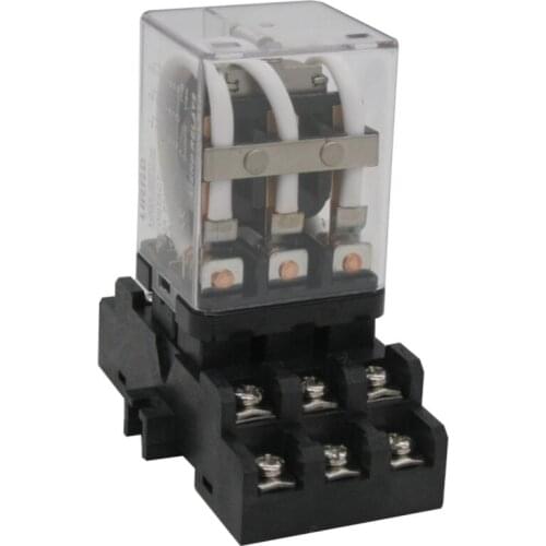 Electromagnetic Relay Coil 11 Pin 40A 3PDT 3NO 3NC with Plug-in Terminal Socket Base LJQX-38FC/3Z DC12V/24V