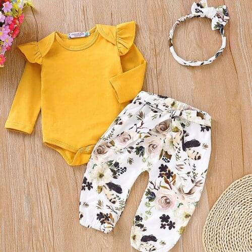 0-18M Newborn Kids Baby Girl Clothes Set Long Sleeve Romper T-shirt Top+Pants Leggings Outfits