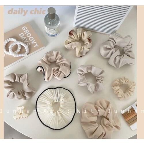 Korea INS milk sugar white temperament sweet French large intestine circle hair balls hair rope girl catch clip hair accessories