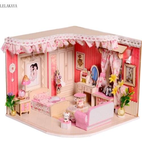 New DIY Doll House Furniture Miniature Dollhouse With Dust Cover Wooden LED Light and Music Model Building Kits Handmade Toys