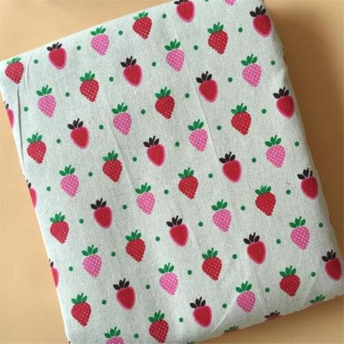 Strawberry Printed Canvas Fabric Cotto linen Patchwork Fabric Telas Sewing Home Textile Fabric Fruit Printed Series Width 150cm