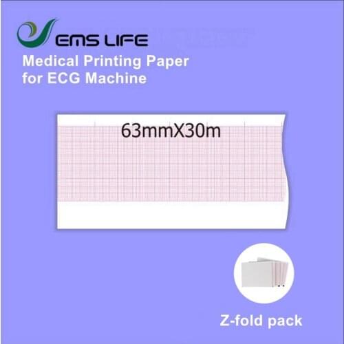 Medical printing paper compatible for patient monitor EKG machine 63*30 63*100-300P Z-fold 10 books packing