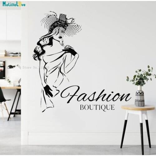 Fashion Dress Gauze Cap Wall Sticker Sex Girl Window Sticker Beauty Salon Woman Face Shop Clothing Removable YT4654