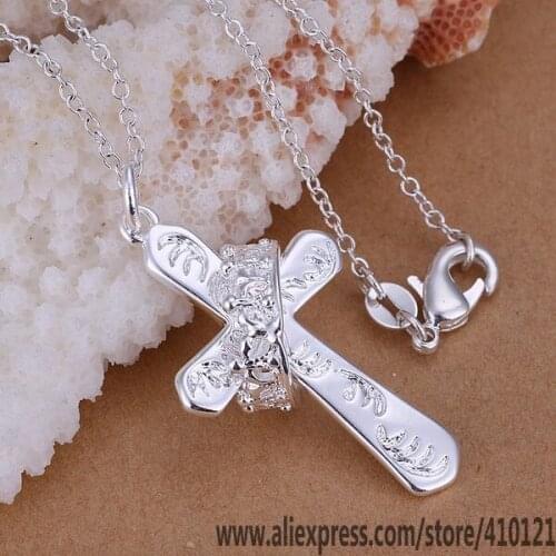 P104_2 Lucky Charm Silver Color Pendants For Women Jewelry Necklace Girl Lady Accessories Fashion Pendant Crown Cross /fky
