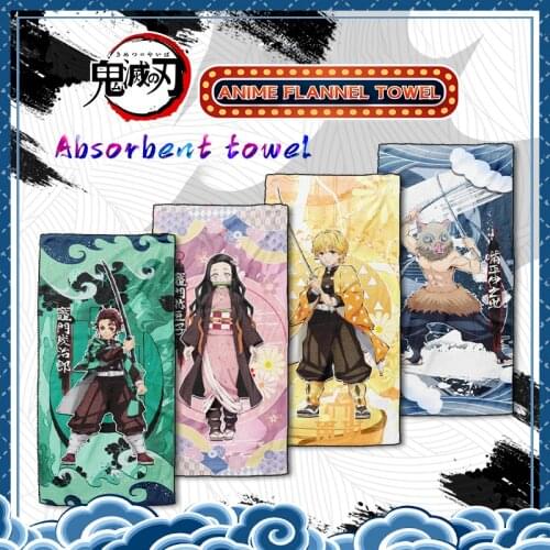 Devils Blade Full Color Absorbent Towel Demon Slayer Tanjirou Nezuko Kimetsu No Yaiba Manga Cartoon Cotton Face Bath Towel
