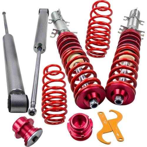 Coilover Spring For VW Volkswagen Golf MK4 1.9 TDi FWD Suspension Shocks Adjustable Height Red