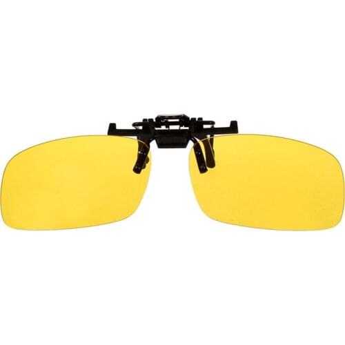 Rectangle Clear Yellow Lens Rimless Clip On Night Vision Driving Glasses