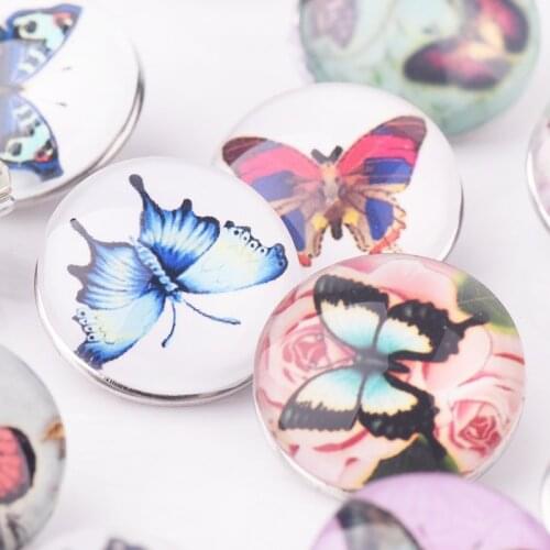 Colorful Butterfly Snap Button for DIY Jewelry Buttons Round Fit 18mm Button Bracelet Jewelry 10pcs/lot Mixed