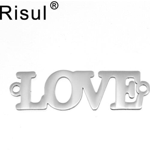 Risul Love Charm pendant Customized words for women girl Mirror polish Stainless steel wholesale 100pcs