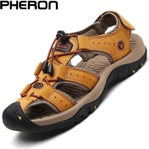 Classic Mens Sandals Summer Soft Leather Slippers Breathable Men Outdoor Casual Shoes Genuine Leather Sandals Men Roman Sandals