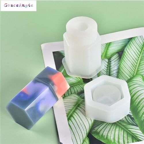 Hexagon Bottles Diy Cuboid Round Column Bottle Storage Box Silicone Mold for Diy Jewelry Making Findings Supplies Accessories