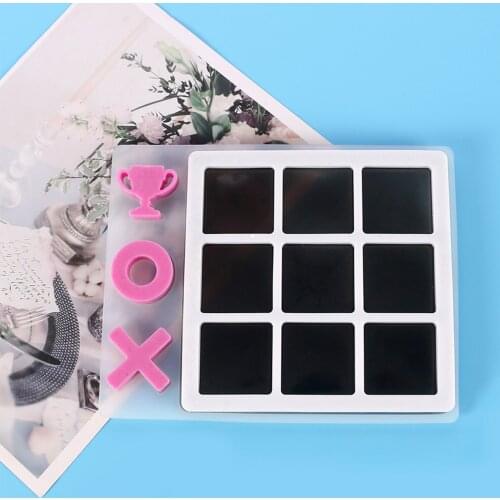 Noughts And Crosses Game Silicone Mold OX Game Resin Craft Molds 3D Chess Board Mold Diy Epoxy Resin Mirror Mould