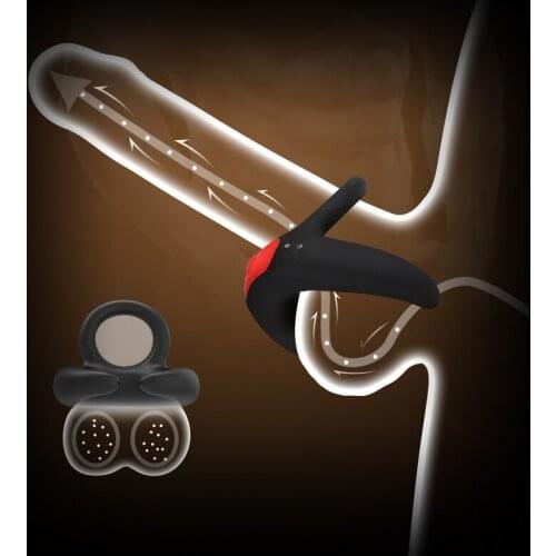 Silicone Vibrating Penis Ring Male Chastity Cage Cock Ring Vibrator Remote Controller Clitoral Stimulation Sex Toys for Man