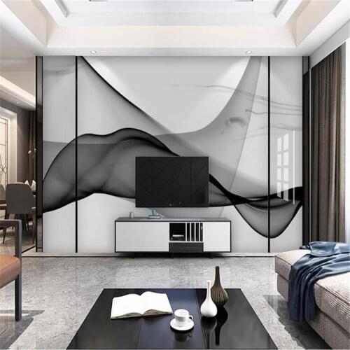 Milofi modern abstract gray ink marble pattern large wallpaper mural TV background wall