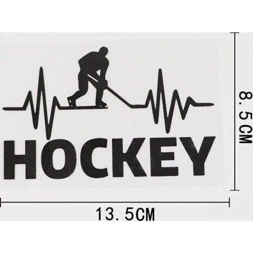 13.5CMX8.5CM Hockey Player Stick Puck Sports Decal Vinyl Car Sticker Black/Silver 8A-0700