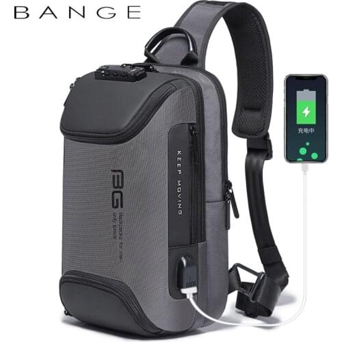 Men Cross Body Shoulder Bag Sling Bag Small USB Charging Sports Anti-theft Chest Packs Boys for IPad Mini Handbags