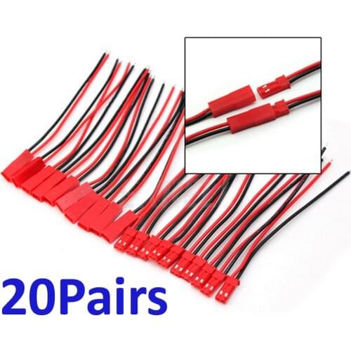 DC 5V-24V 10/20/50/100 LED Strip Light Pair JST Male & Female LED Connector Plug Wire 2 Pin JST LED Connector For SMD 5050 3528