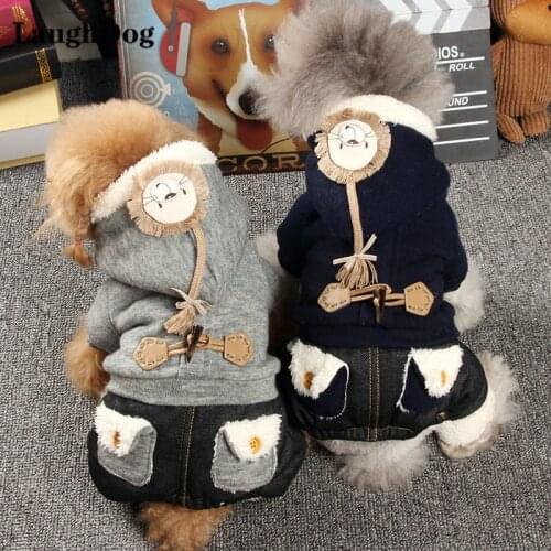 Dog Clothes 2021 New Hoodie Horn buckle Jackets For Small Dog Clothes French Bulldog Pug Clothing Winter Warm Suit Dogs Clothing