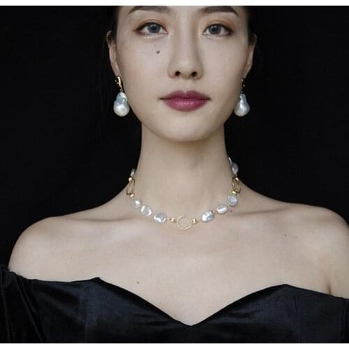 TIMEONLY Irregular Imitation Pearl Circle Choker Necklaces for Women Ladies Fashion Elegant Necklaces Party Gifts Jewellery
