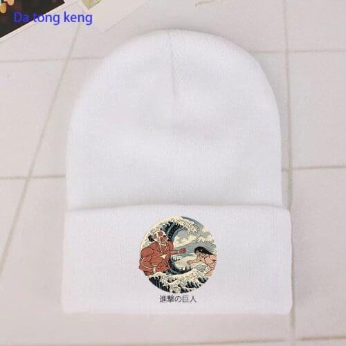 90S Anime Attack on Titan Knitted winter hat Cotton men women Japan Anime beanie bonnet