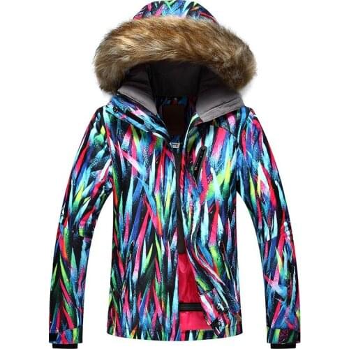 Women Black Skiing Jacket Female Winter Outdoor Waterproof Windproof Warm Sportswear Skiwear Snowboarding Snow Coat Anorak