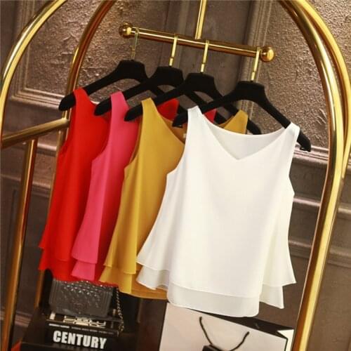 Large size Blouse Shirt Women 2020 Solid Color Double layer Chiffon Shirts Casual Loose Top Plus Size Clothing 5XL 6XL 8XL