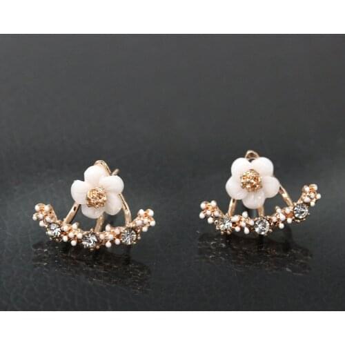 New Jewelry Cute Cherry Blossoms Flower Stud 2 Colors Earrings For Women Jewelry Korean Sweet Elegant Girls Fashion Gift Party
