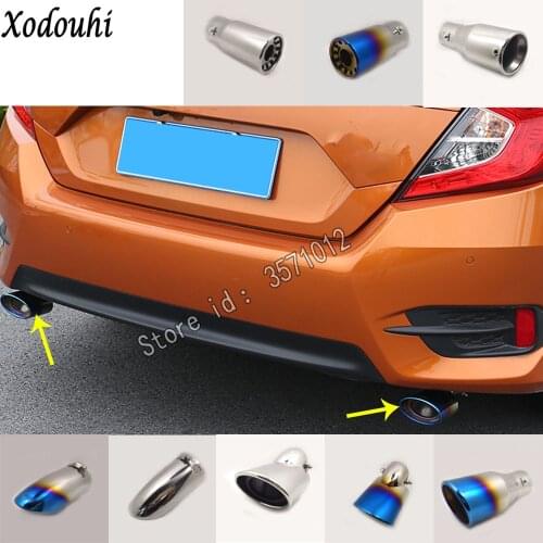 For Honda Civic 10th Sedan 2016 2017 2018 car cover muffler exterior end pipe dedicate exhaust tip tail outlet ornament 1/2pcs
