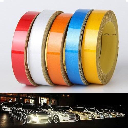 1 Roll 5m Car Reflective Tape Sticker Safety Mark Car Styling Self Adhesive Warning Tape Motorcycle Bicycle Film Decoration Tool