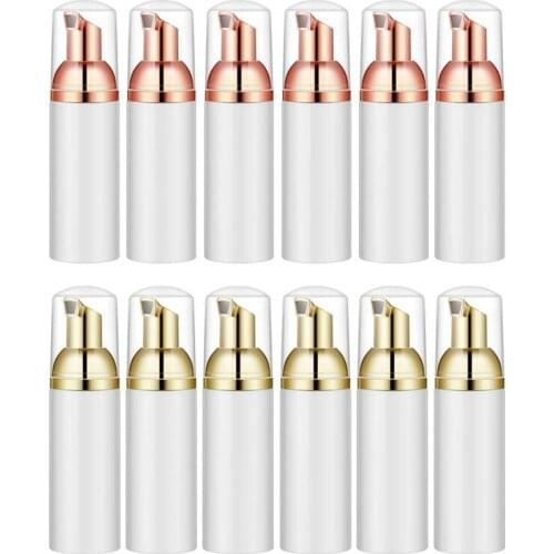11 Pcs 50ML Plastic Foaming Bottle Soap Mousses Liquid Dispenser, 5 Pcs White-Gold & 6 Pcs Rose Gold-White
