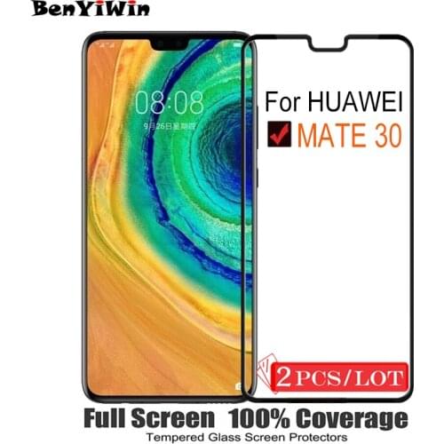 2PCS 100% Original Full Cover Tempered Glass For Huawei Mate 30 Screen Protector Protective Film Case For TAS L09 L29 AN00 Glass