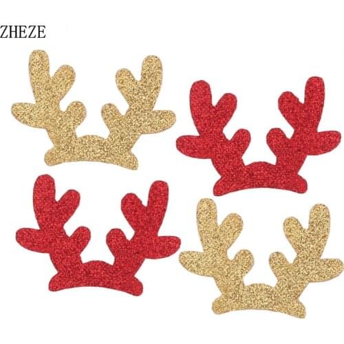 20Pcs/Lot 2021 New Christmas Deer Antlers Felt Pad Red/Gold Children Trendy DIY Hair Accessories Festival Party Decoration Femme