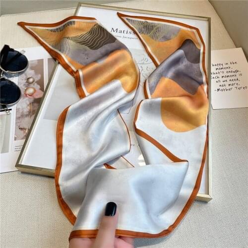 2021 Silk Scarf for Women New Head Scarves Hair Skinny Ribbon Fashion Striped Female Hairband Neck Tie Bag Bandana Accessories