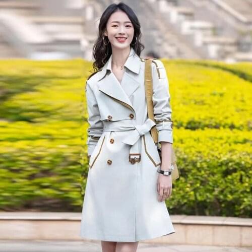 2021 Women Autumn Solid Color Pocket Hooded Windbreaker Long Trench Coat Outerwear Womens clothing женская куртка femme veste