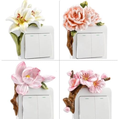 3D Flower Plant Switch Wall Sticker Bedroom Plug Decoration Accessories Home Decor Poster On Off Sticker decor Switch Sticker